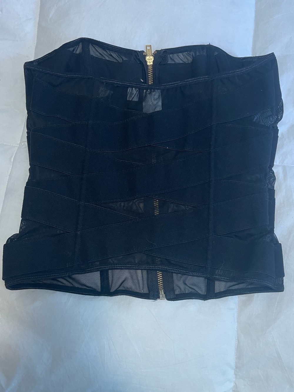 Mesh Elastic Stretch Strapless corset Zip Goth Sexy M - Picture 4 of 5